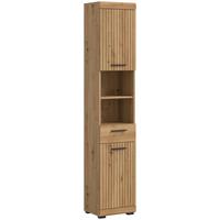 Hochschrank Scout Eiche Artisan Dekor B: 37cm - Schwarz/Eiche Artisan, Trend, Holzwerkstoff (37/191/31cm) - MID.YOU