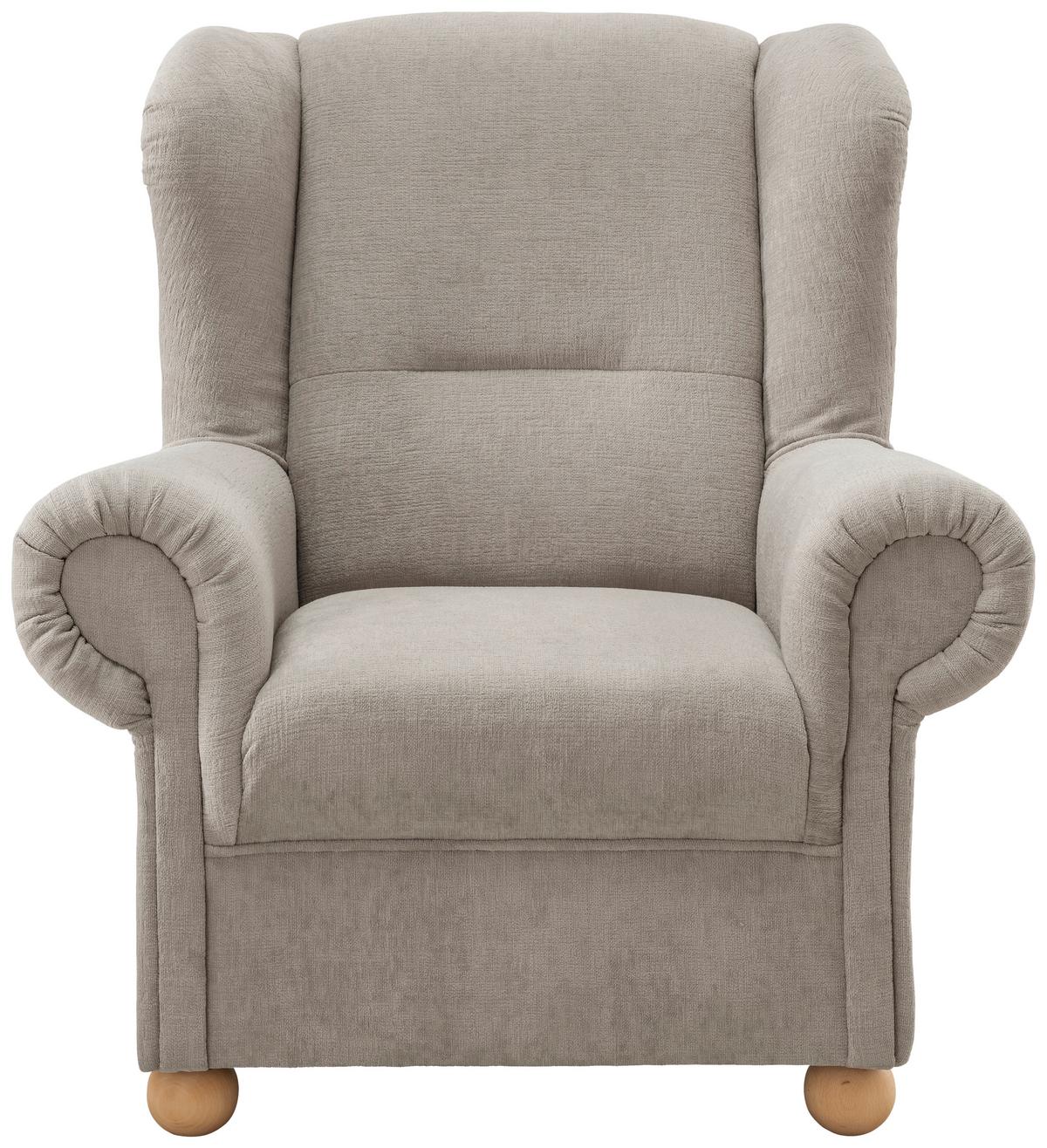 Ohrensessel Torello Taupe B: 92cm - Taupe/Wildeiche, KONVENTIONELL, Textil (92/102/89cm) - Livetastic