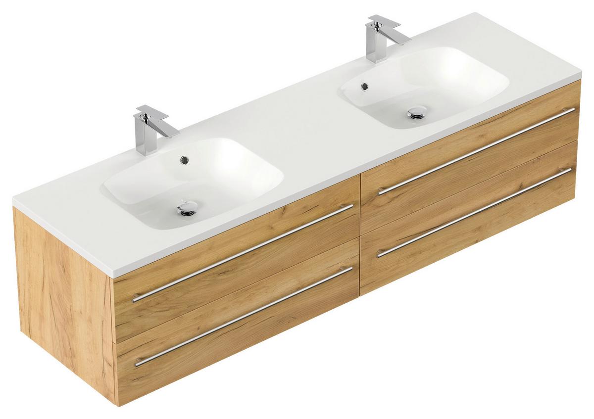 WASCHTISCHKOMBI Geant, Eichefarben B: 180 cm - Eichefarben/Weiß, Basics, Holzwerkstoff/Stein (180cm) - MID.YOU