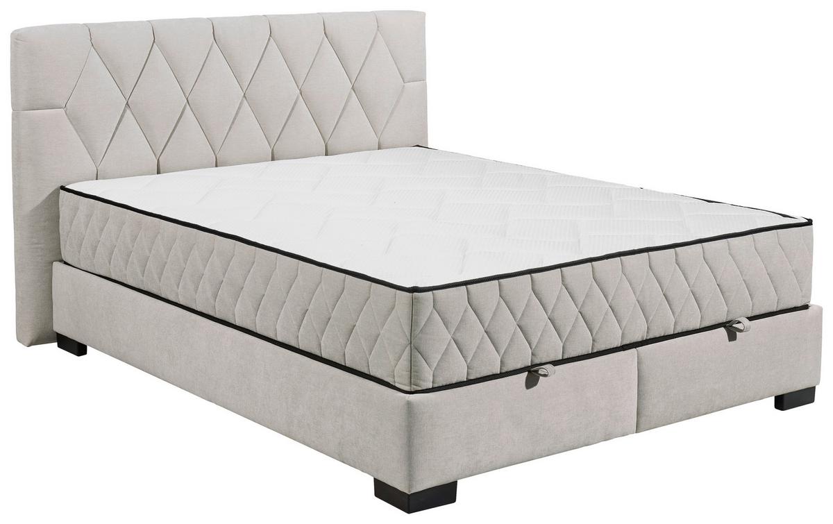 Boxbett Nagol B - Beige/Schwarz, MODERN, Holzwerkstoff/Textil (160/200cm) - MID.YOU