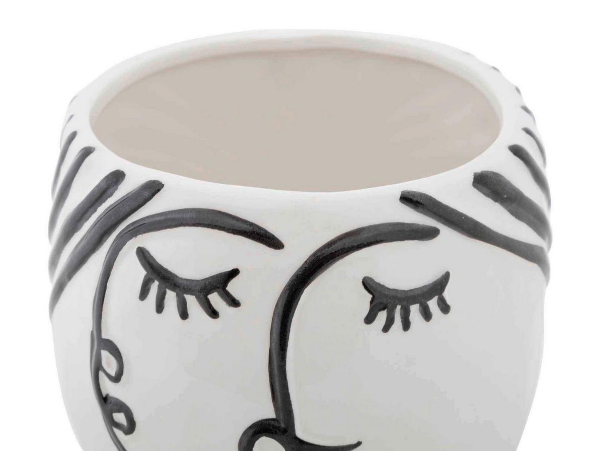 Vase Pot Face Schwarz, Weiß B: 14 cm - Schwarz/Weiß, Basics, Keramik (14/18,2/14cm)