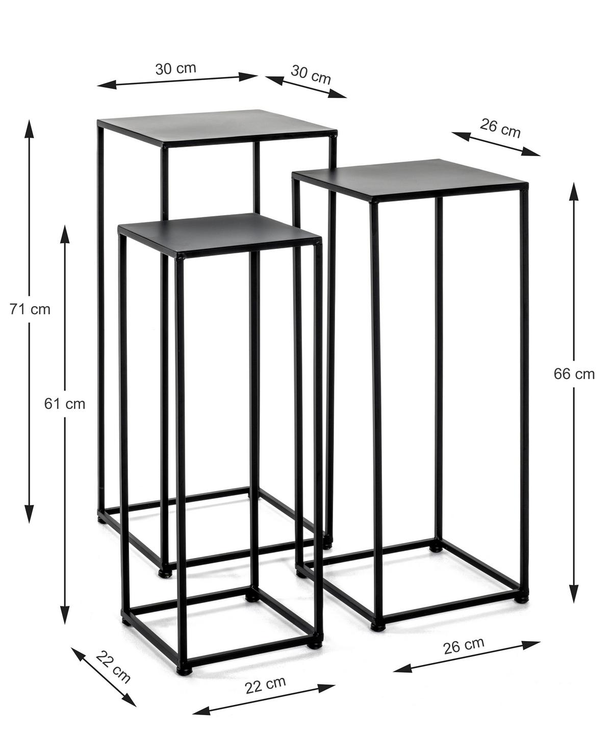 Blumentisch 3er-Set Metall Schwarz Cardiff - MODERN, Metall