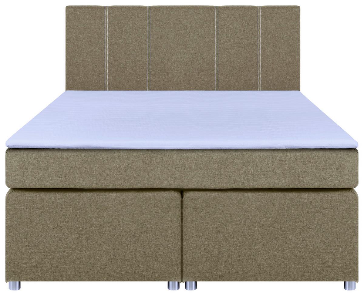 Boxspringbett Malta Mit Topper Beige, 140x200 Cm - Chromfarben/Beige, Basics, Holzwerkstoff/Textil (140/200cm) - P & B