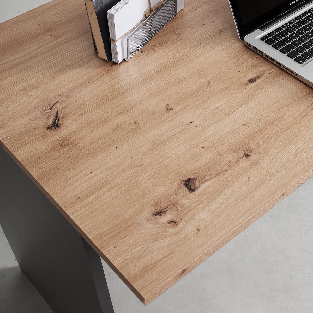 Psací stůl SHELF -EXKLUSIV- - antracitová/dub artisan, Moderní, kompozitní dřevo (120/76/68cm) - Mömax