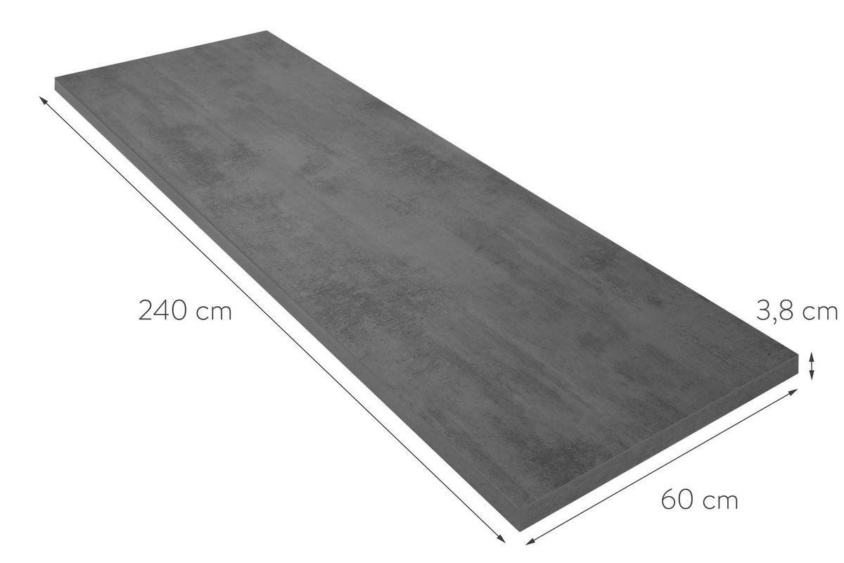 Kuchynská linka 330CM biely betón/ bridlicová šedá - biela/farba ušľachtilej ocele, Modern, kov/kompozitné drevo (330cm) - Nobilia
