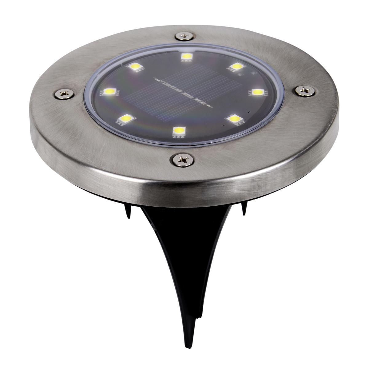 6 X Solarleuchte Mit Erdspieß 8xled Warmweiß H: 14 Cm - Edelstahlfarben, Basics, Kunststoff/Metall (11,5/14cm) - Näve