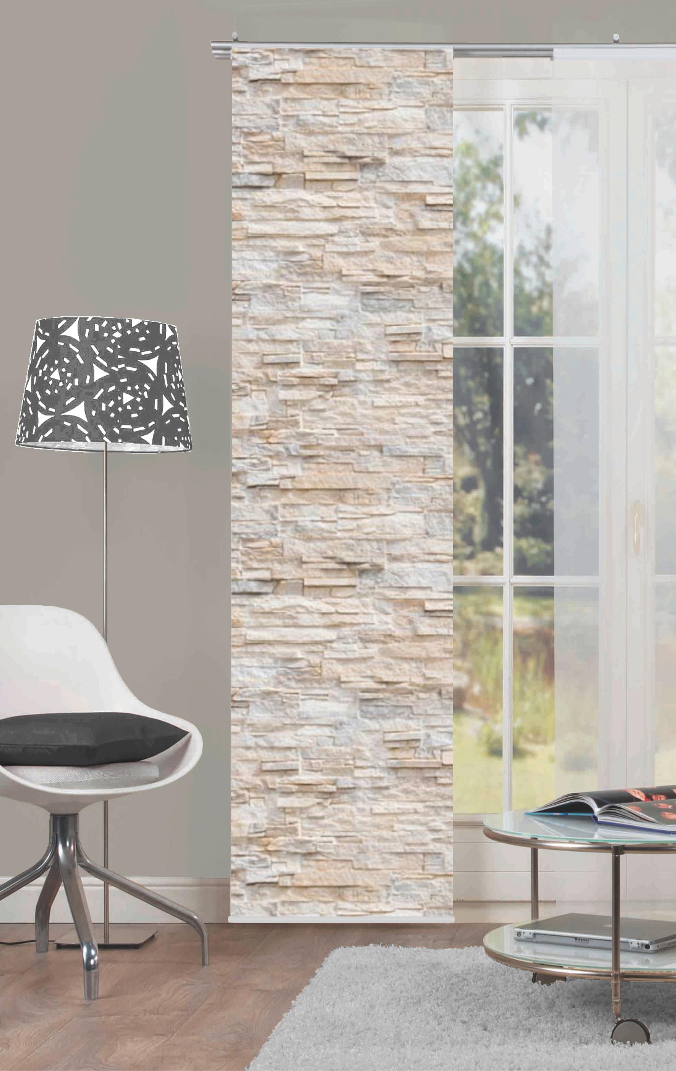 Flächenvorhang Walli Naturfarben B: 60 cm - Naturfarben, Design, Textil (60/245cm)