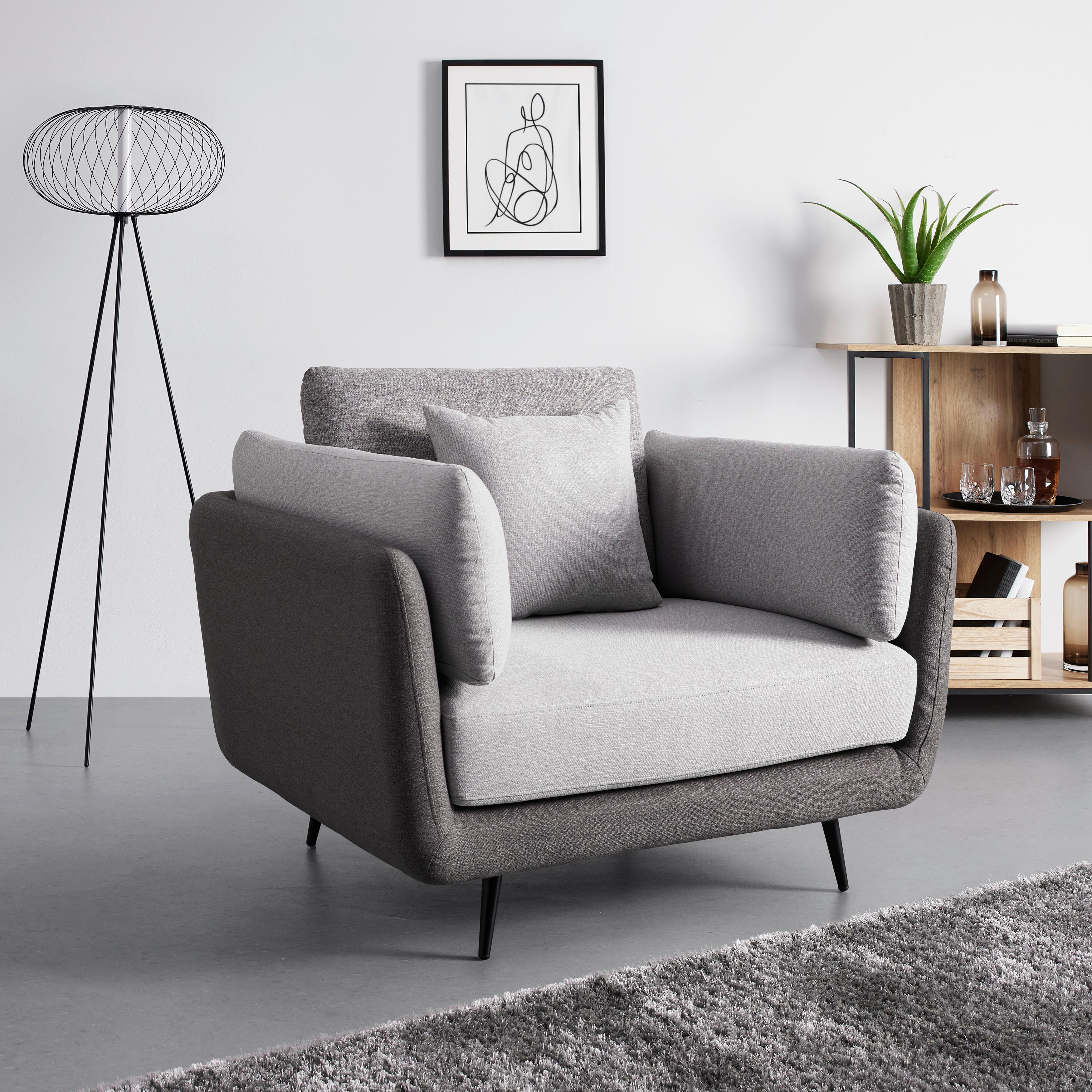 Křeslo GENESIS - šedá/černá, Moderní, kov/dřevo (112/65/91cm) - Bessagi Home