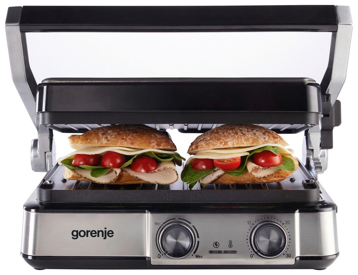 Kontaktgrill 2000w, Bis 230c - Silberfarben/Schwarz, Basics, Kunststoff/Metall (36,4/16,5/33,5cm) - Gorenje