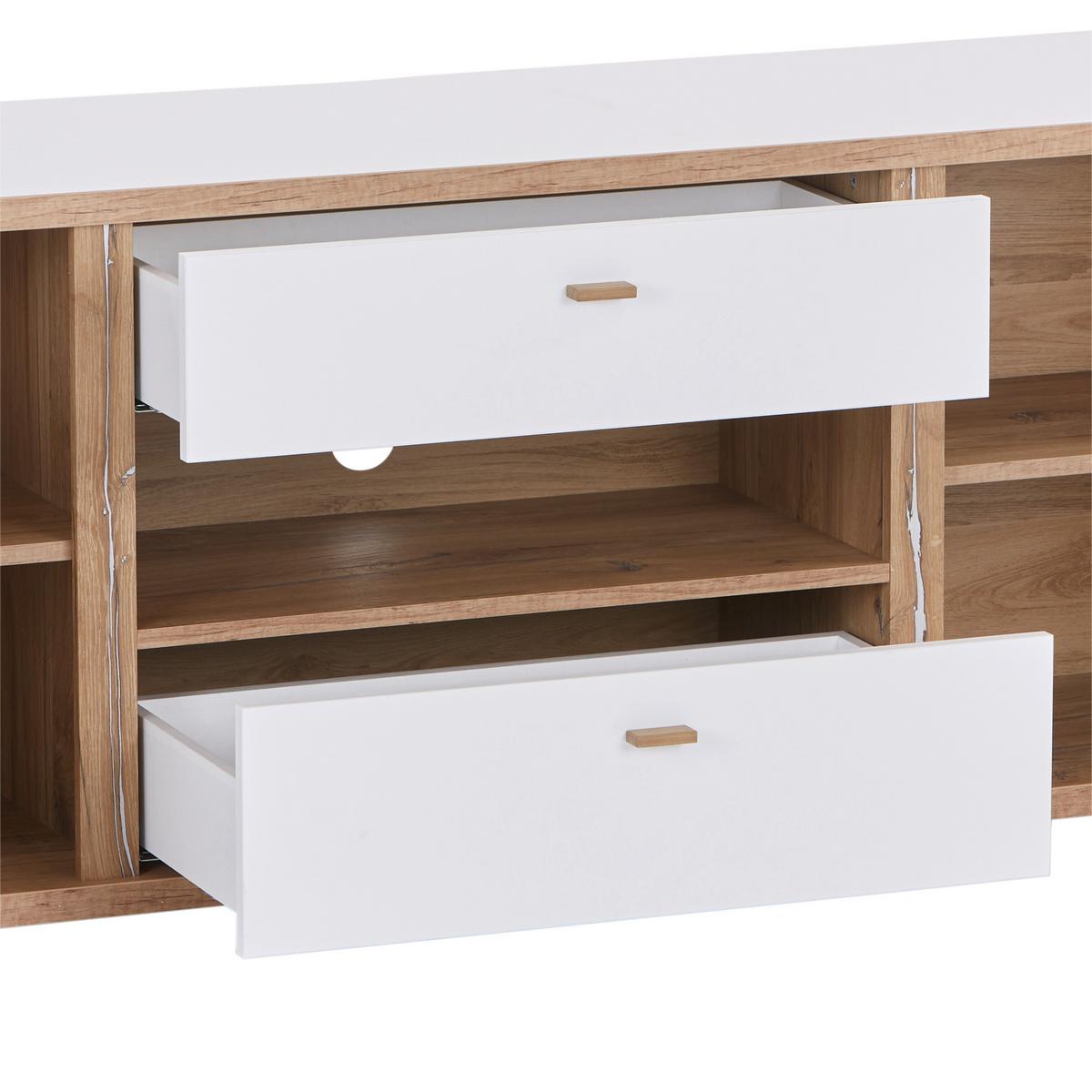 Phonotisch Ronda B: 178 cm Weiß/Eiche Dekor - Eichefarben/Weiß, MODERN, Holzwerkstoff (178/61/46,4cm)