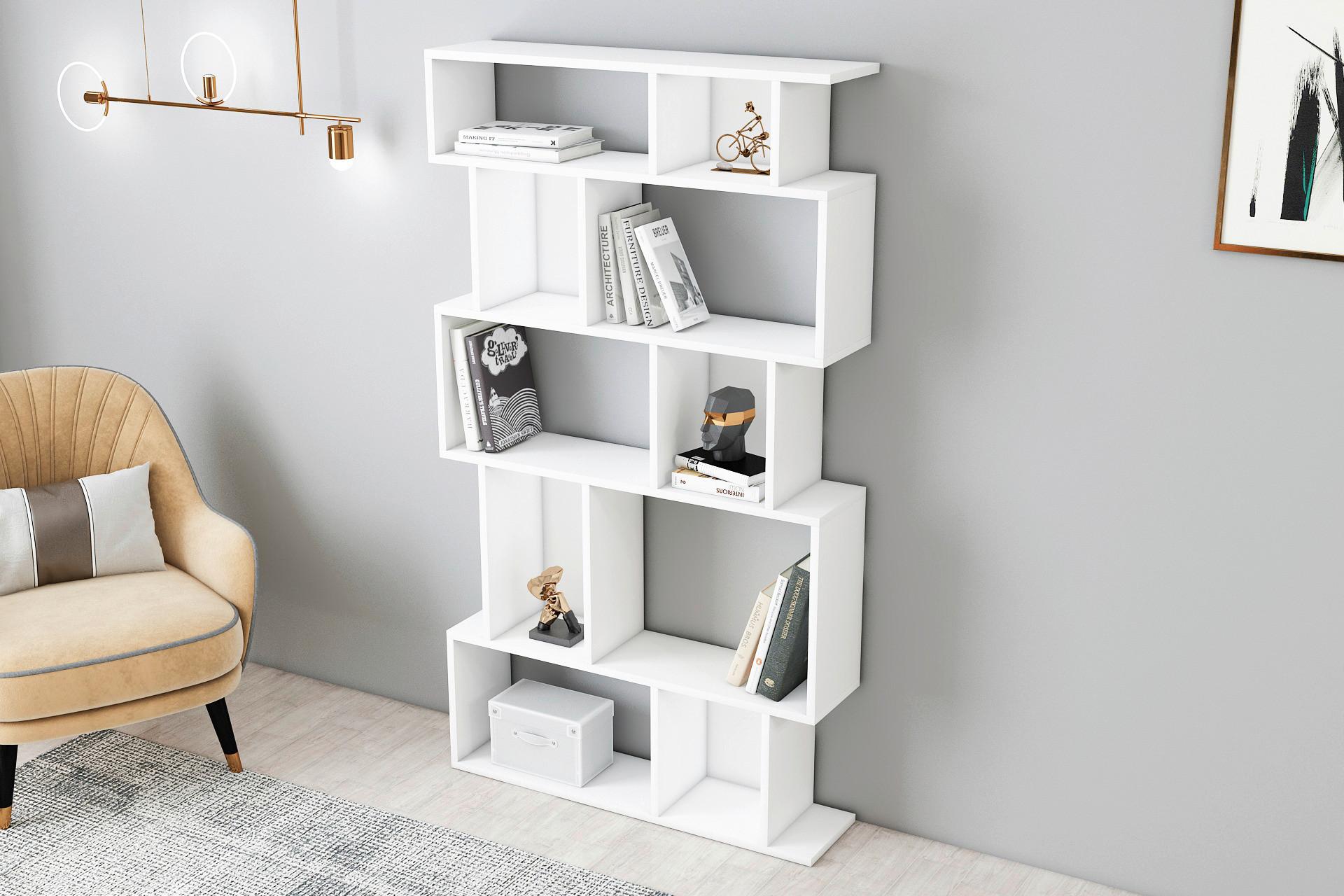 Wandregal Eros Standregal Weit - Weiß, Design, Holzwerkstoff (90/160/22cm) - Livetastic