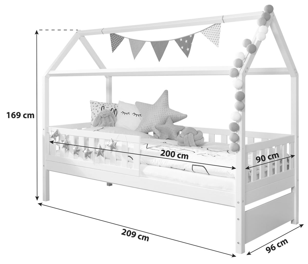 Hausbett 200x90 Cm Weiß Mit Stauraum - Weiß, MODERN, Holz (90/200cm) - MID.YOU