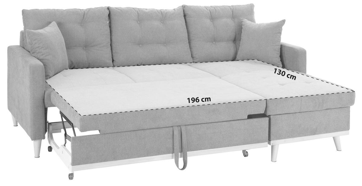 Rozkládací sedací souprava KRING šedá oboustranní montáž - šedá, Basics, textil (212/72/150cm) - MID.YOU