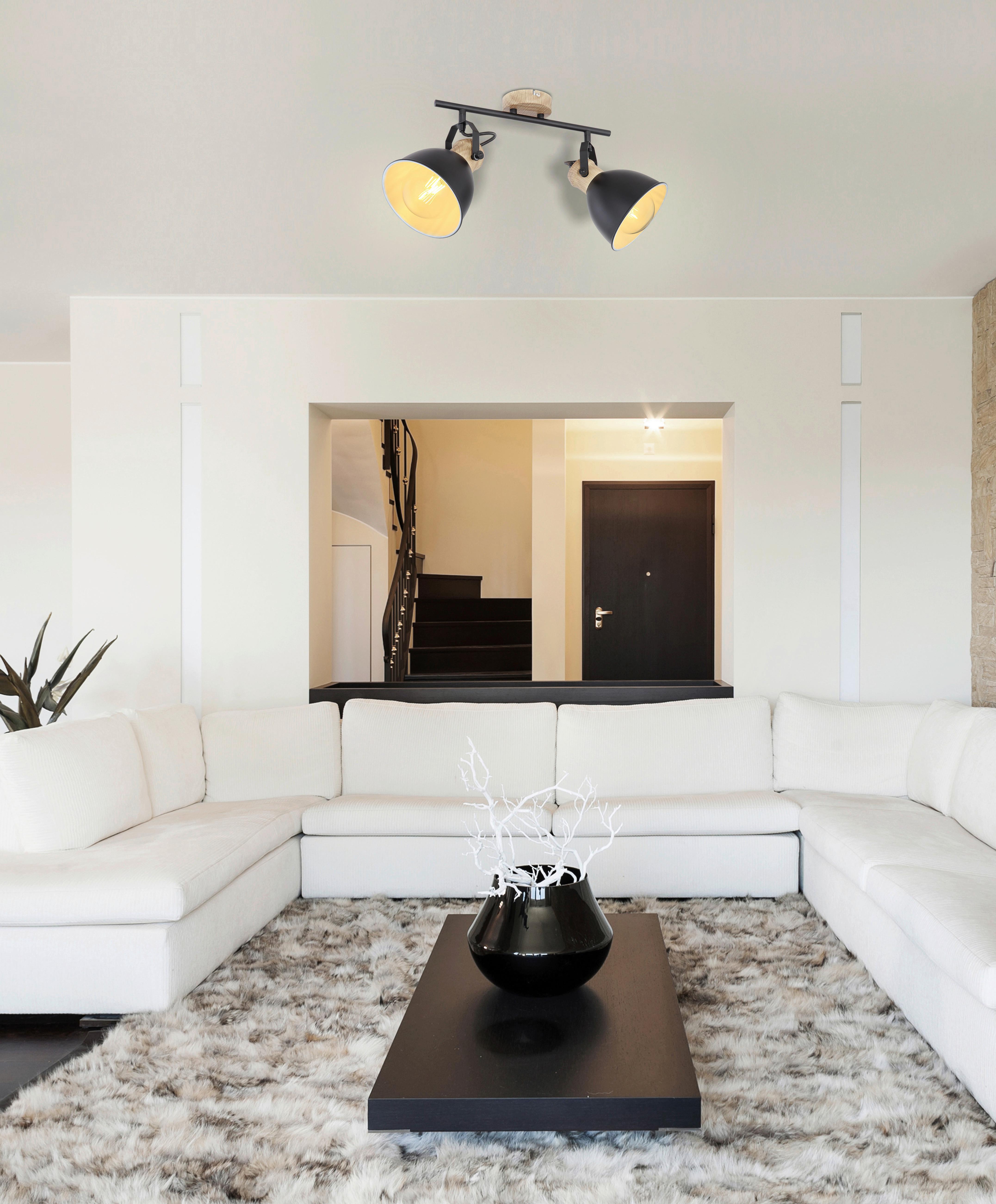 Strahler Wiho 2-Flammig verstellbar L: 35 cm - Schwarz/Braun, Basics, Metall (35/15/21,5cm) - Globo