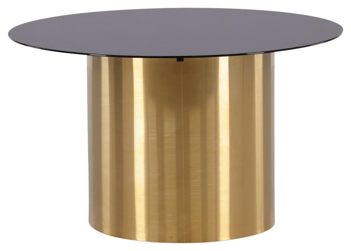 Couchtisch Ystad - Goldfarben/Schwarz, Design, Glas/Metall (80/80/46cm) - Livetastic