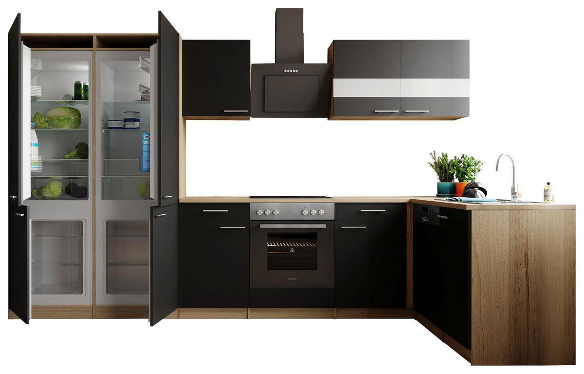 ECKKÜCHE Merle, Schwarz S: 340x172 cm - Eichefarben/Schwarz, Trend, Holzwerkstoff (340/172cm) - Respekta