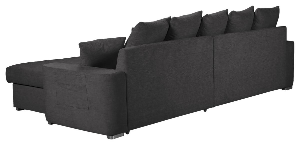 Ecksofa mit Schlaffunktion Salvador + Bettkasten Schwarz - Wengefarben/Silberfarben, MODERN, Holz/Textil (293/164cm) - MID.YOU