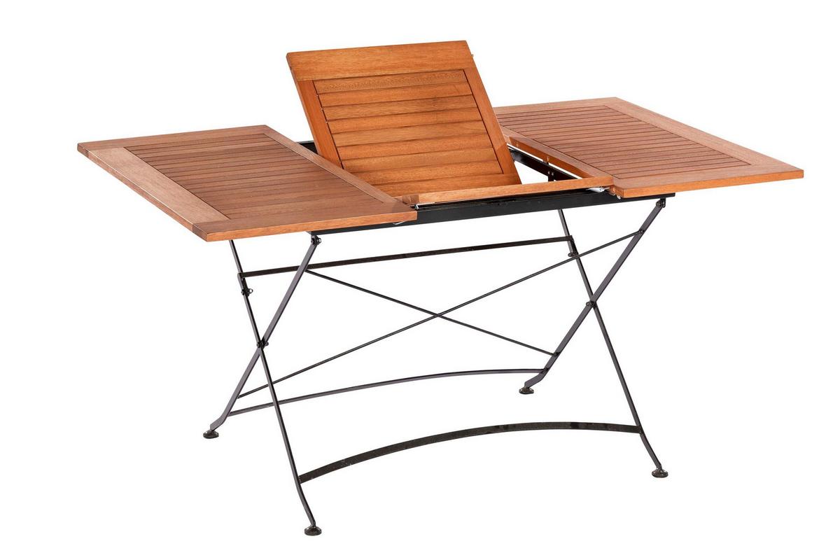 Gartentischgruppe 5tlg. Set - Schwarz/Naturfarben, KONVENTIONELL, Holz/Metall - Gardenson