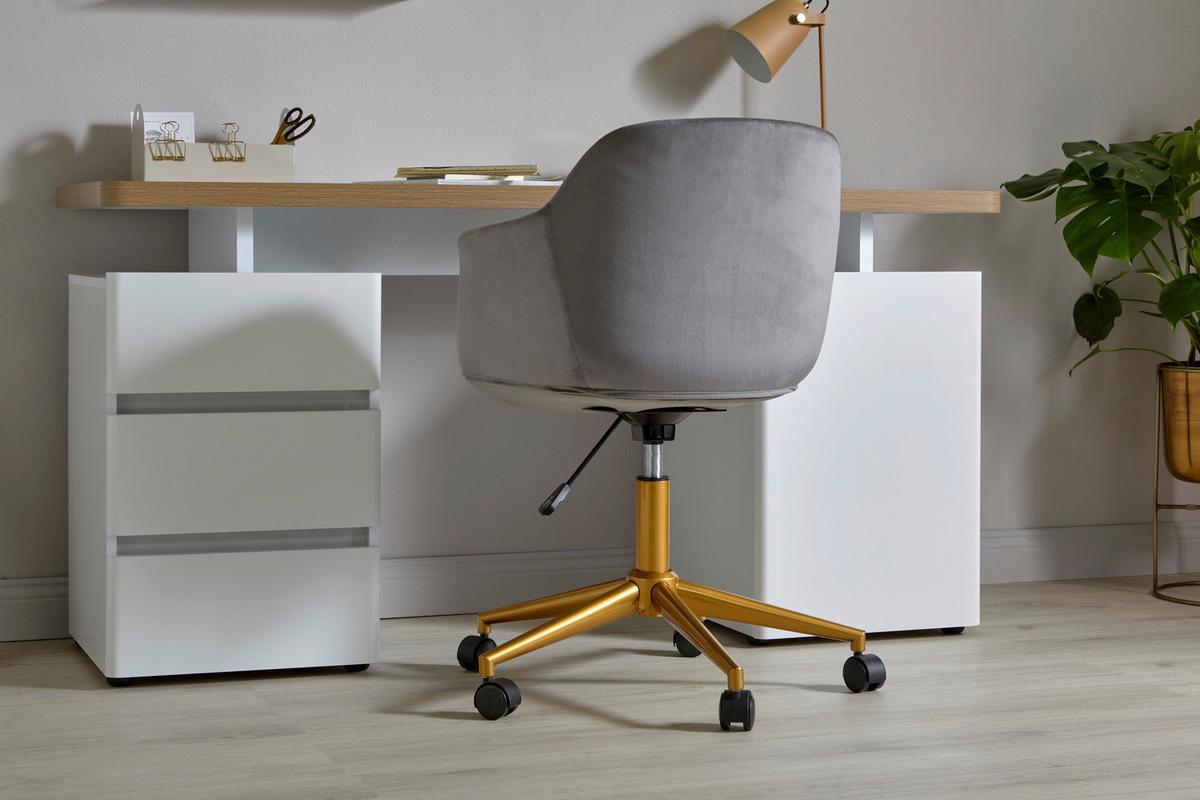 Drehstuhl Shell Worx - Goldfarben/Grau, MODERN, Kunststoff/Textil (56,5/59/78-87cm) - Livetastic