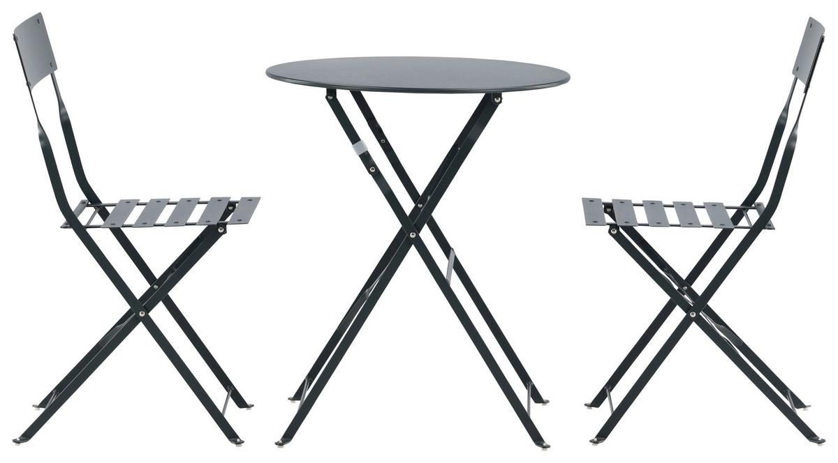 Balkonset 3-tlg. Marseille Aus Stahl - Dunkelgrau, KONVENTIONELL, Metall - Gardenson