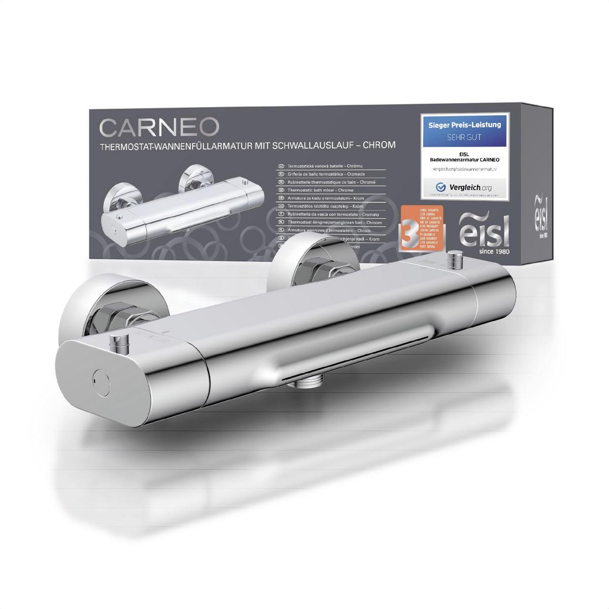 Badewannenarmatur Carneo Chromfarben Inkl. Thermostat - Silberfarben, Design, Metall (10/6,5/27cm) - Schütte