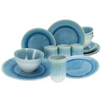 Kombinovaná souprava Aquarius modrá, 16 dílná pro 4 osoby - bílá/modrá, Trend, keramika (41/35/34cm) - Creatable