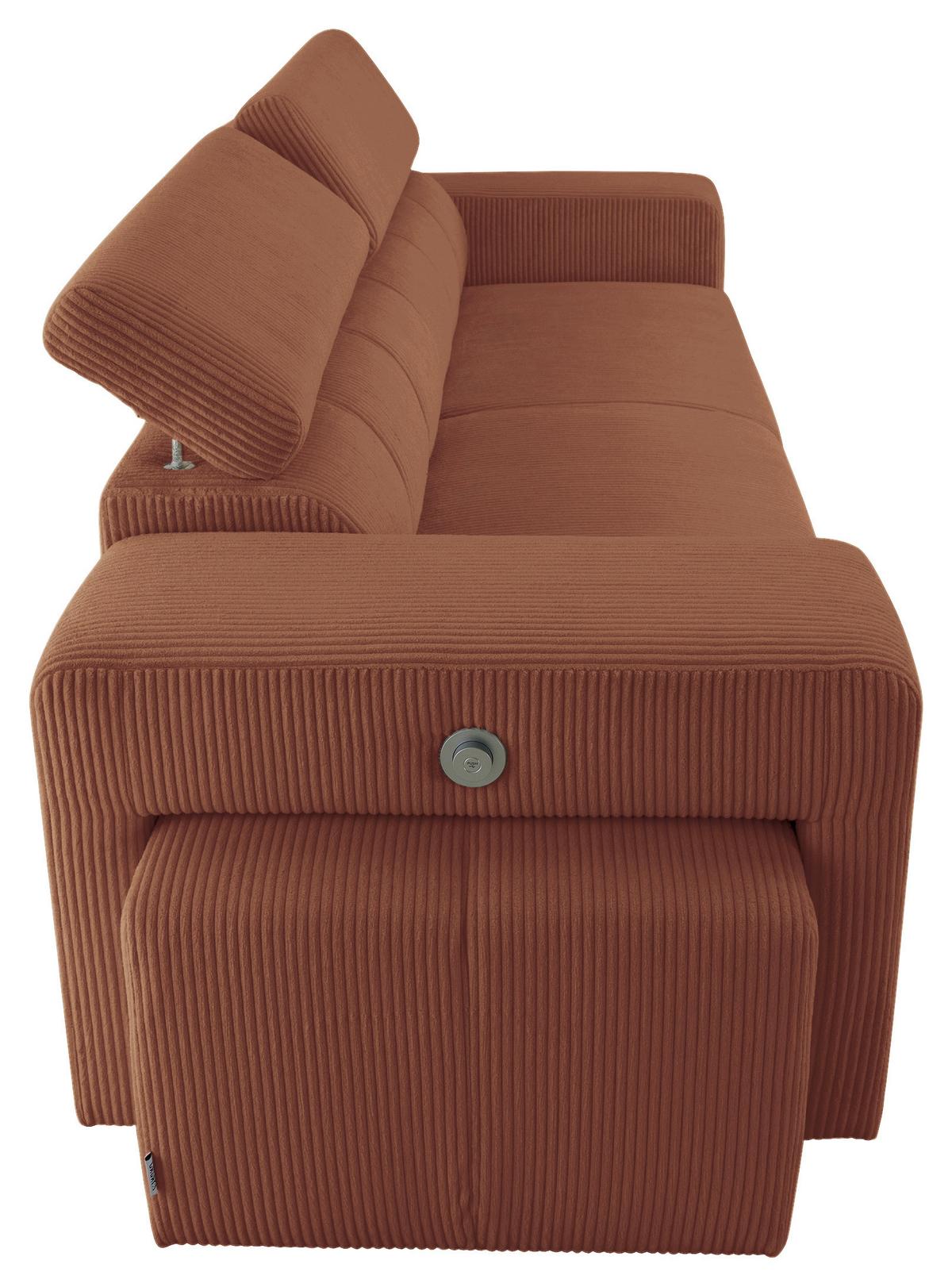 3-SitzerSofa m. Schlaffunktion Sirius S terracotta, B: 251cm - Terracotta/Schwarz, KONVENTIONELL, Holz/Holzwerkstoff (251/96/100cm)