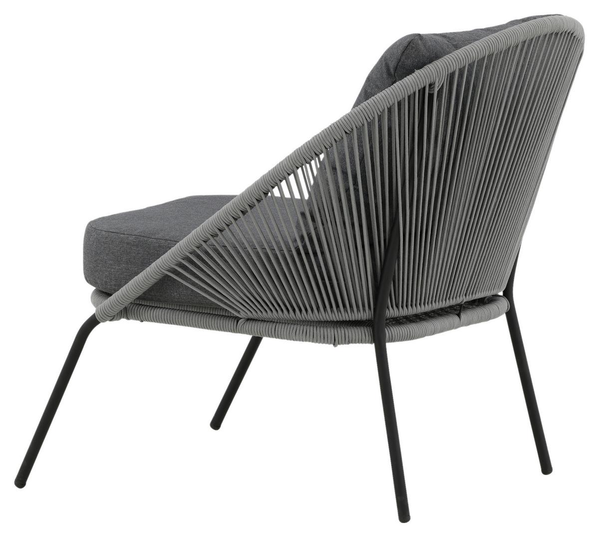 Loungesessel Lindos - Schwarz/Grau, KONVENTIONELL, Kunststoff/Metall (73/78/85cm) - Gardenson