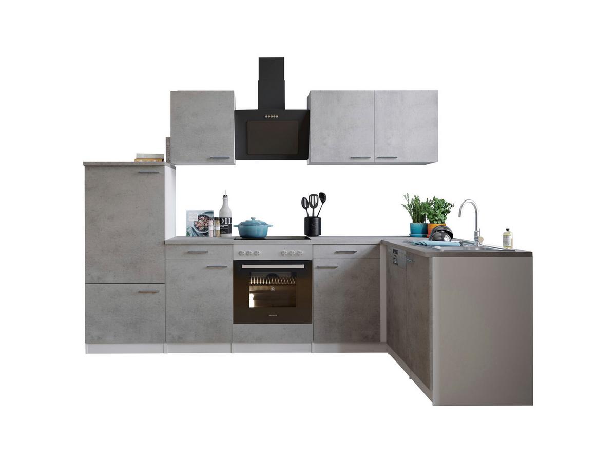 Eckküche Malia 280x172 cm Grau, mit Geräte - Weiß/Grau, Basics, Holzwerkstoff (280/172cm) - Respekta