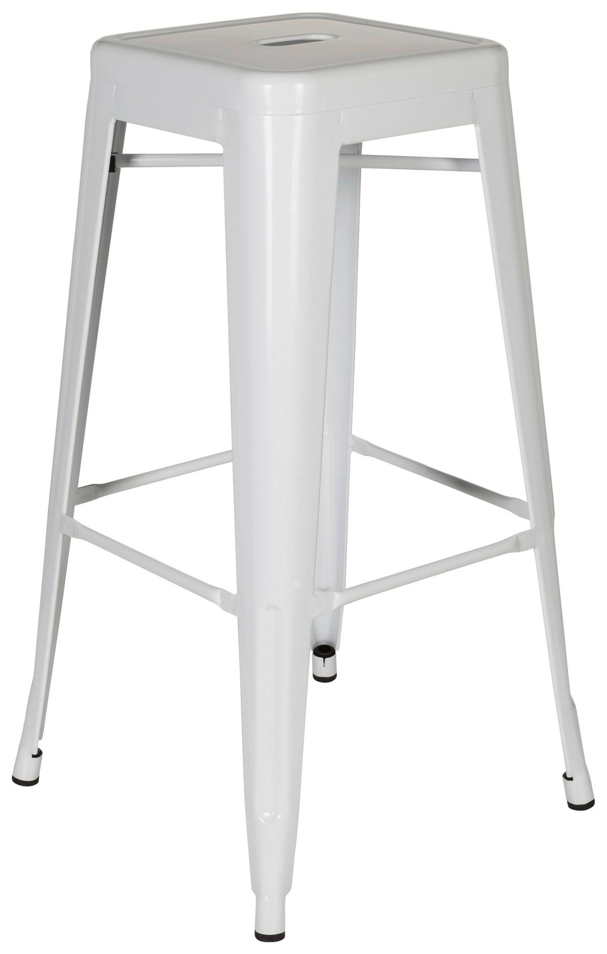 Barhocker Vantaggio High Stapelbar Weiß Bis 150 Kg - Weiß, Basics, Metall (44/77/44cm) - MID.YOU