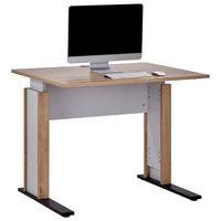 Schreibtisch mit Kabeldurchlass B:100cm H:71,5-80cm Kontor K9 - Schwarz/Grau, MODERN, Holzwerkstoff/Metall (100/71,5-80/80cm)