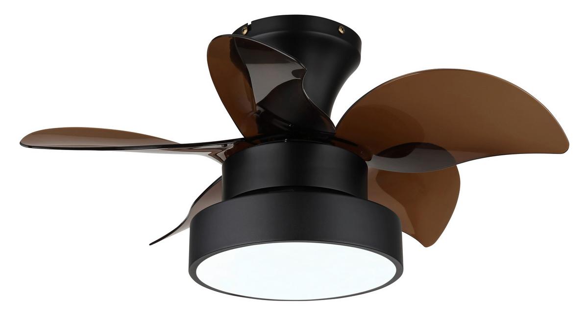 Deckenventilator Kari Opal Schwarz D: 58 cm - Opal/Schwarz, KONVENTIONELL, Kunststoff/Metall (58/27cm) - Globo
