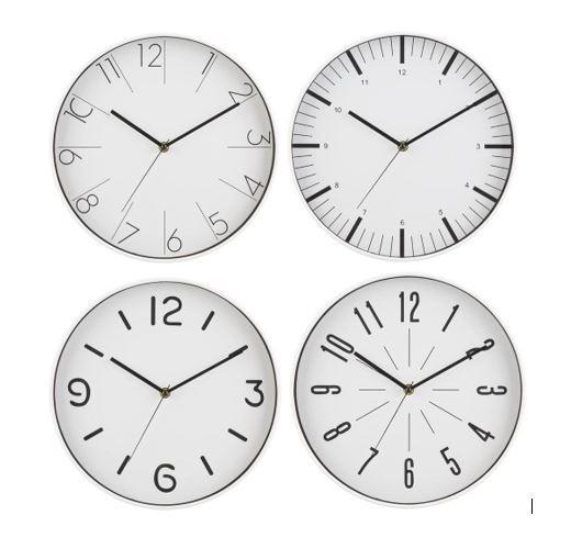 Wanduhr Alexy Versch. Designs, D: 30 cm - Schwarz/Weiß, Basics, Glas/Kunststoff (30cm) - Ondega