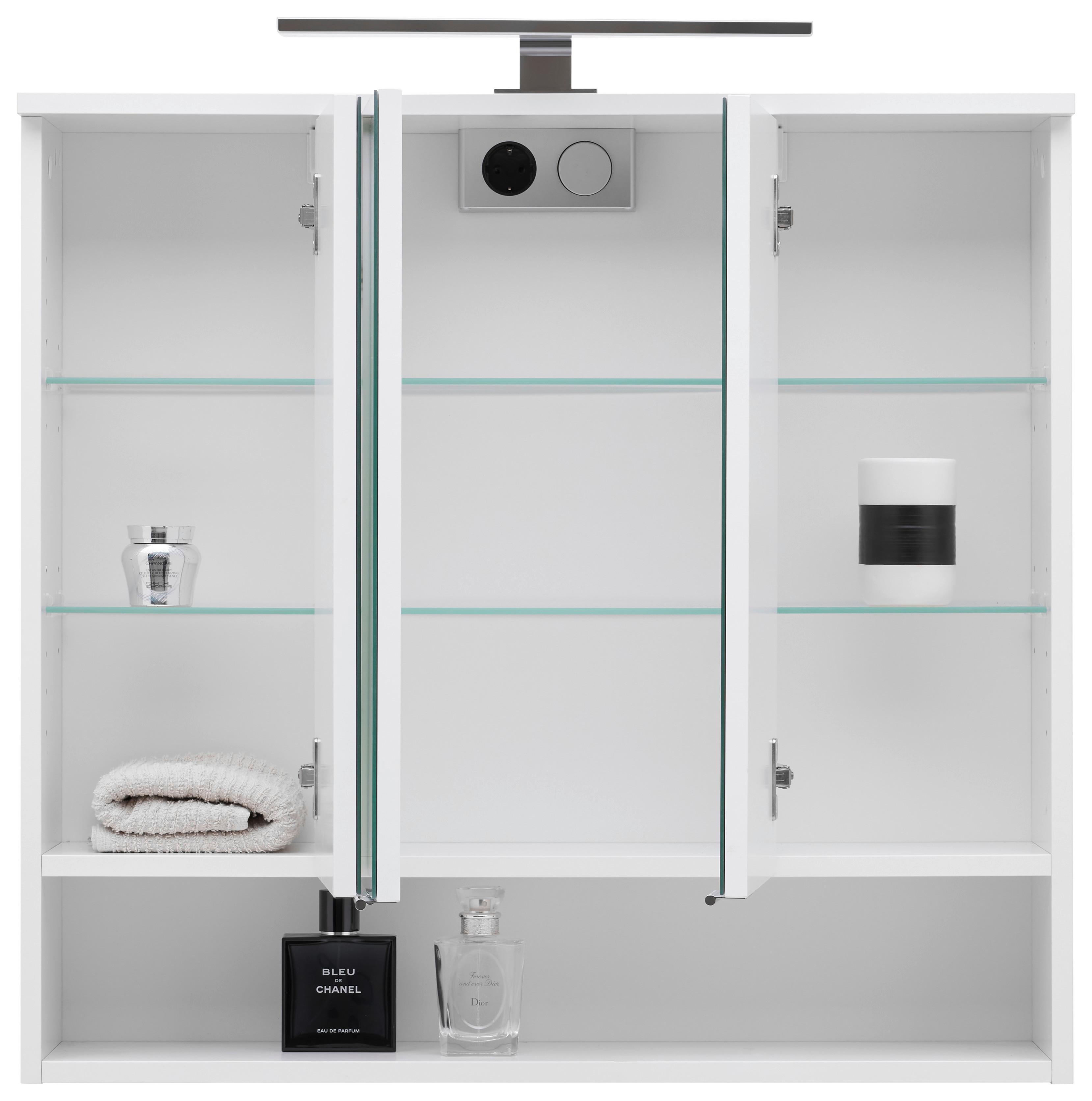 Spiegelschrank Fresh Mit Led 2-Türig Bht: 60x75x20 Cm - Weiß, KONVENTIONELL, Glas/Holzwerkstoff (80/75/20cm) - Ondega