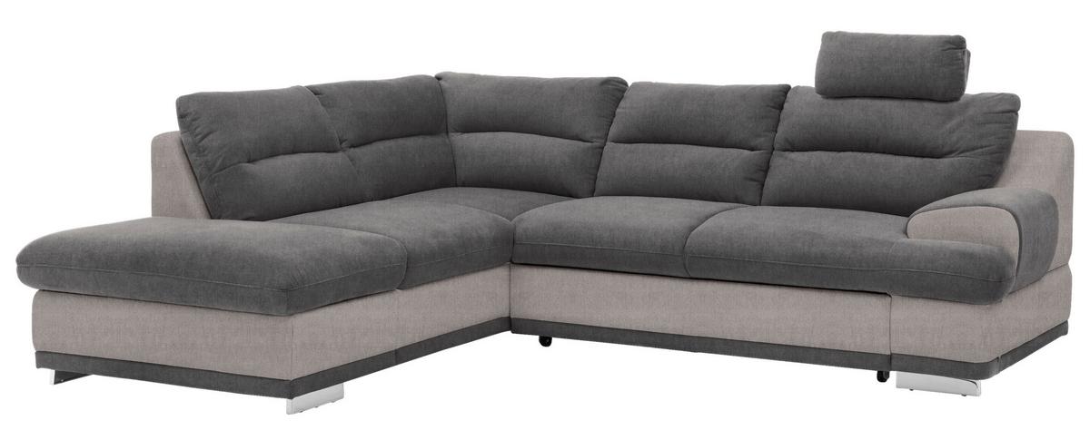 Wohnlandschaft Bettkasten Seaside Anthrazit - Chromfarben/Anthrazit, KONVENTIONELL, Textil (217/264cm) - MID.YOU