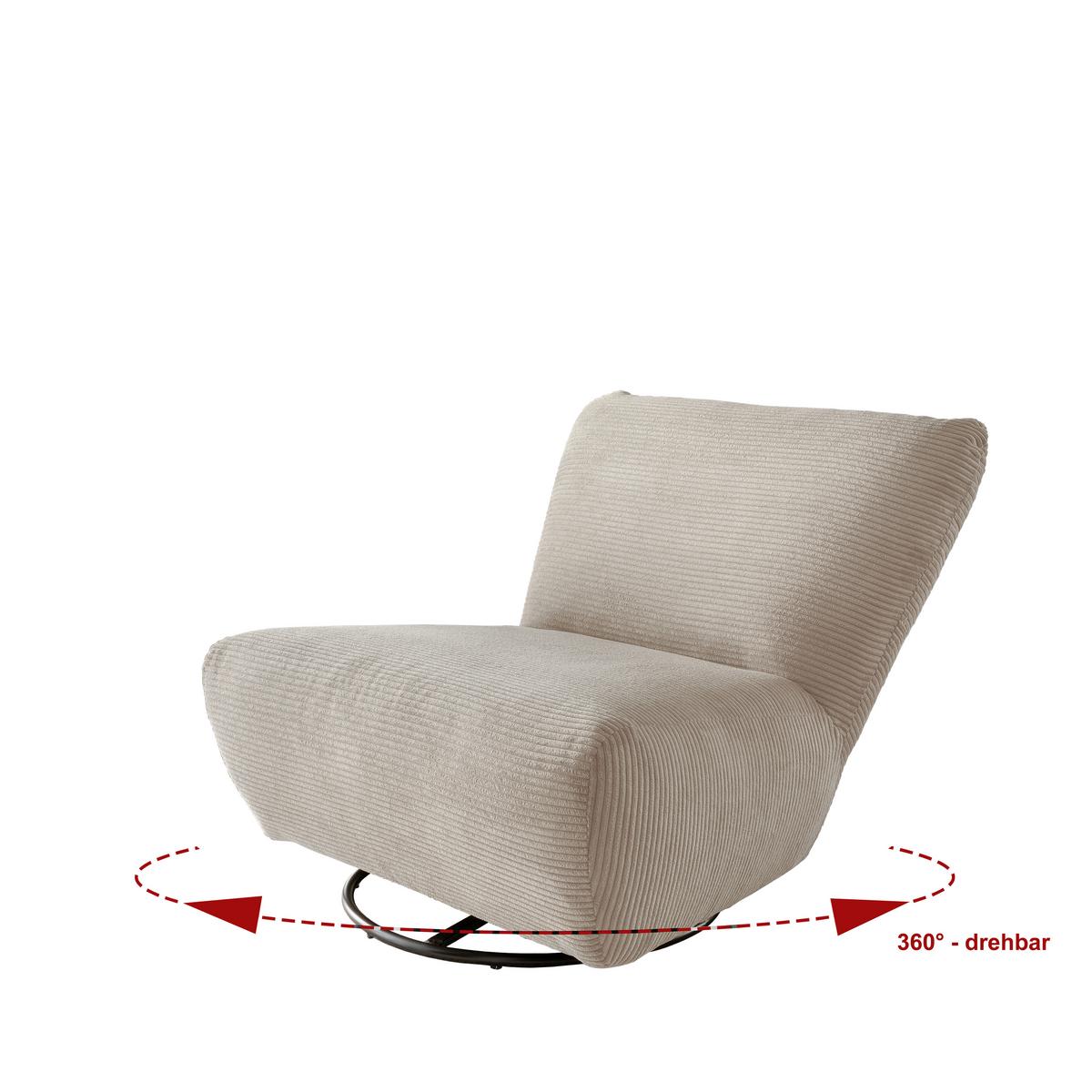 Xxl-sessel Cremallo Beige Wippfunktion, Drehbar, B: 95cm - Beige/Schwarz, Trend, Textil (95/77/94cm) - Livetastic