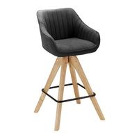 Barová stolička LONIE otočná - čierna/sivá, Modern, kov/drevo (55/106/56cm) - Bessagi Home