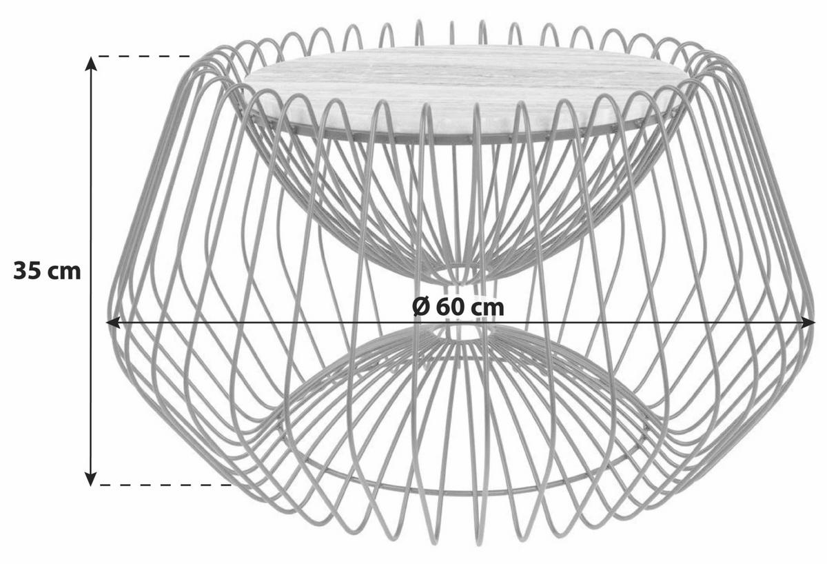 Odkládací stolek mramor - černá/hnědá, Basics, kov/kámen (60/60/35cm)