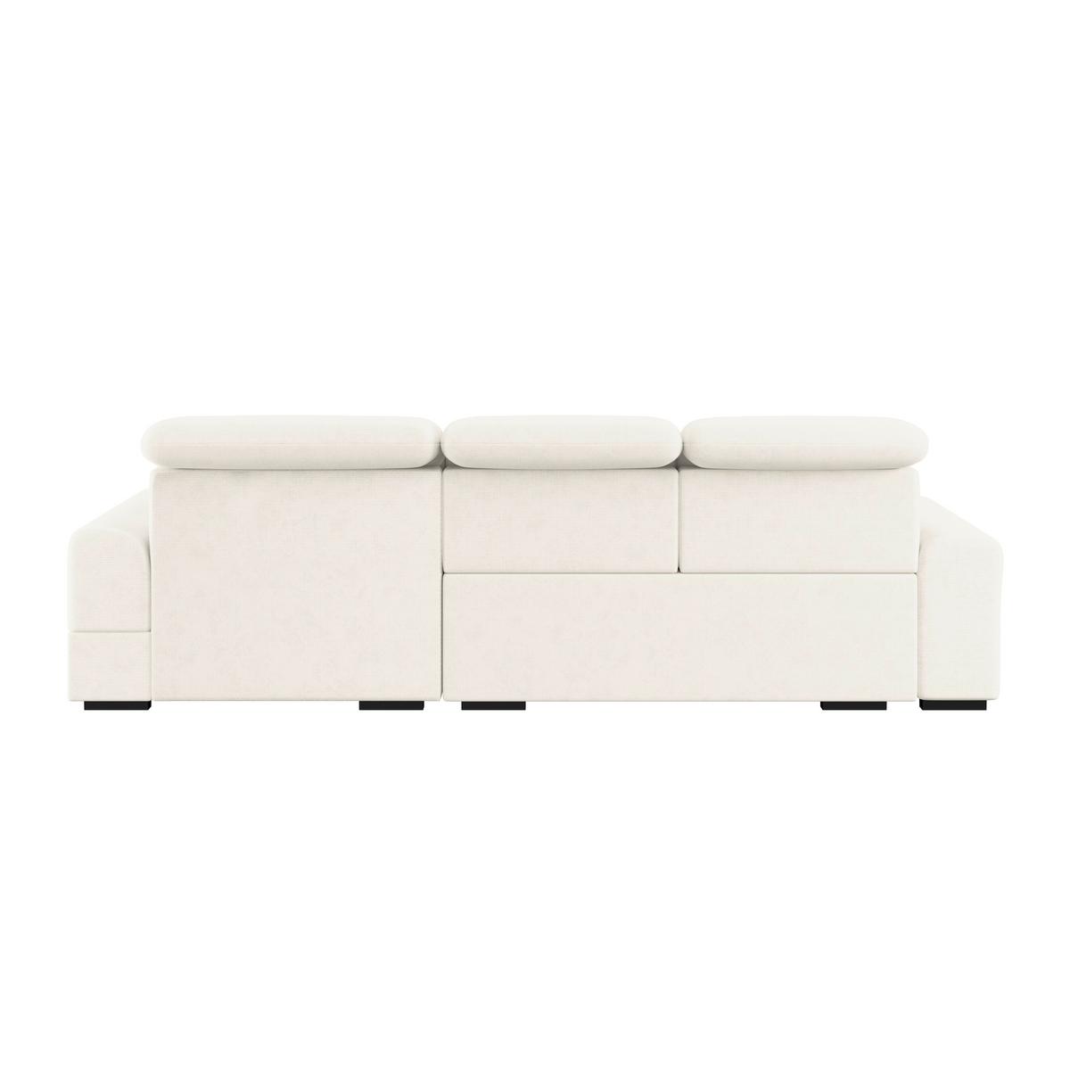 Ecksofa mit Bettfunktion Malaga new Chenille elfenbein - Elfenbein/Schwarz, KONVENTIONELL, Textil (286/203cm) - Ondega