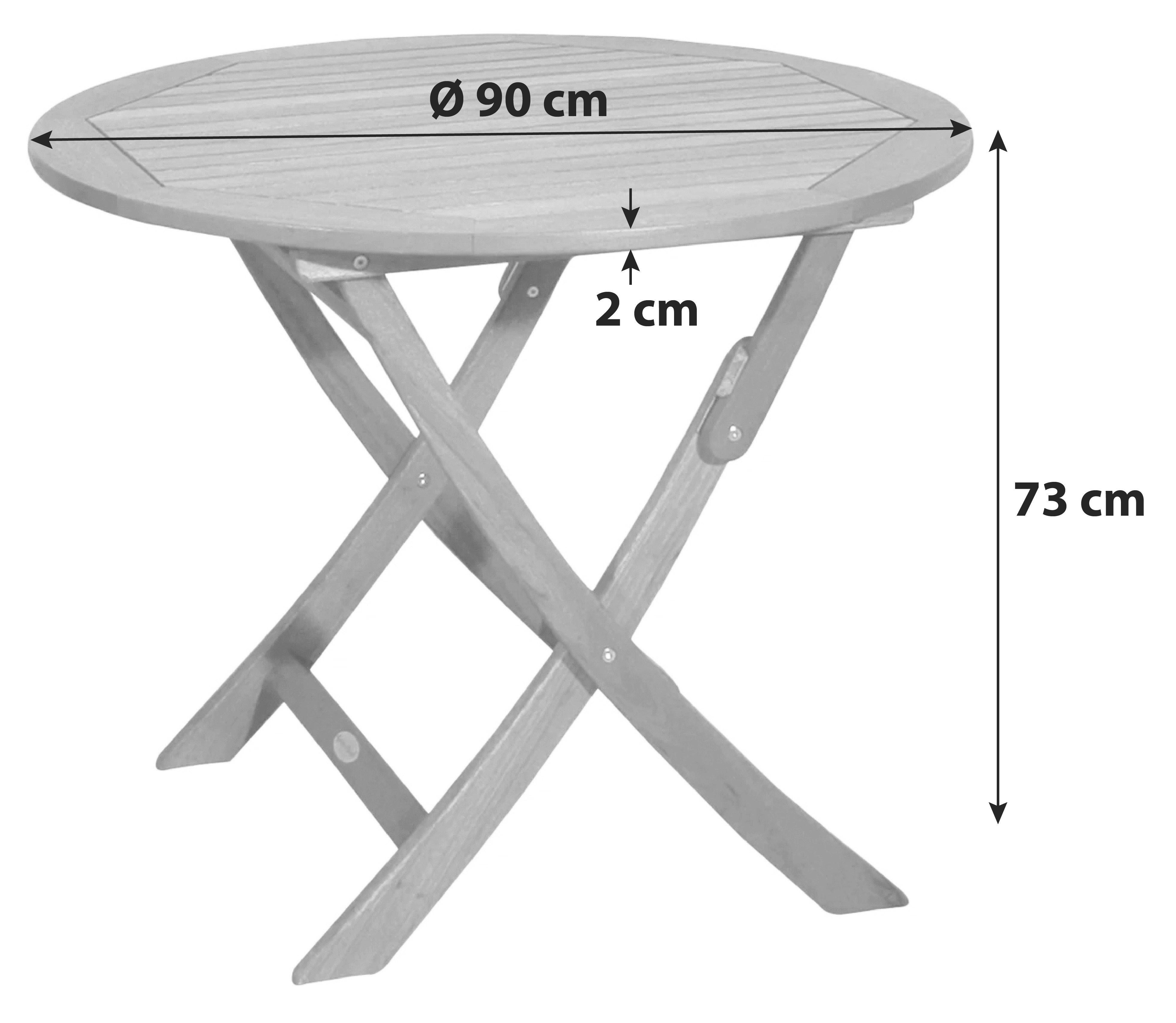 Gartentisch Stockholm Eukalyptusholz ⌀ 90 cm - Braun, Basics, Holz (90/73/90cm) - Gardenson