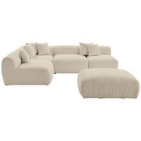 Ecksofa Bloom Beige Teddystoff - Beige, Trend, Textil (215/300cm) - Livetastic
