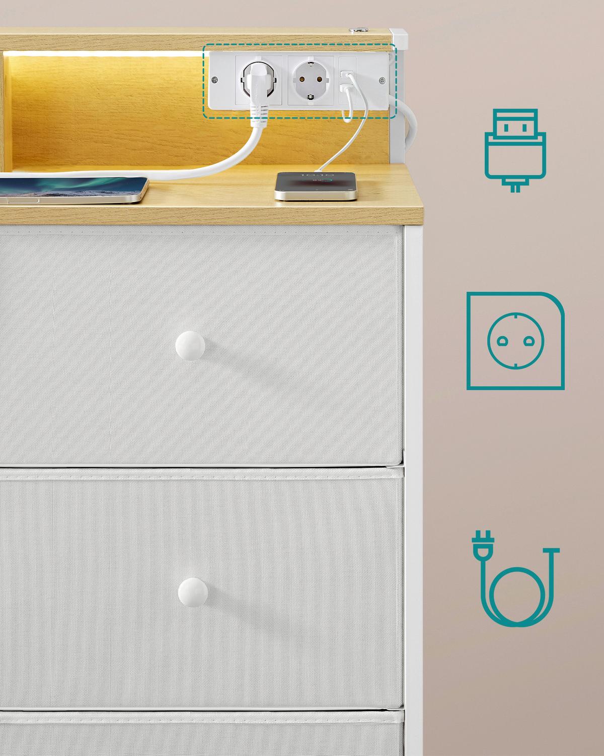 Kommode Weiß B: 114cm - Ecru/Weiß, Basics, Holzwerkstoff/Textil (114/84/33,5cm)