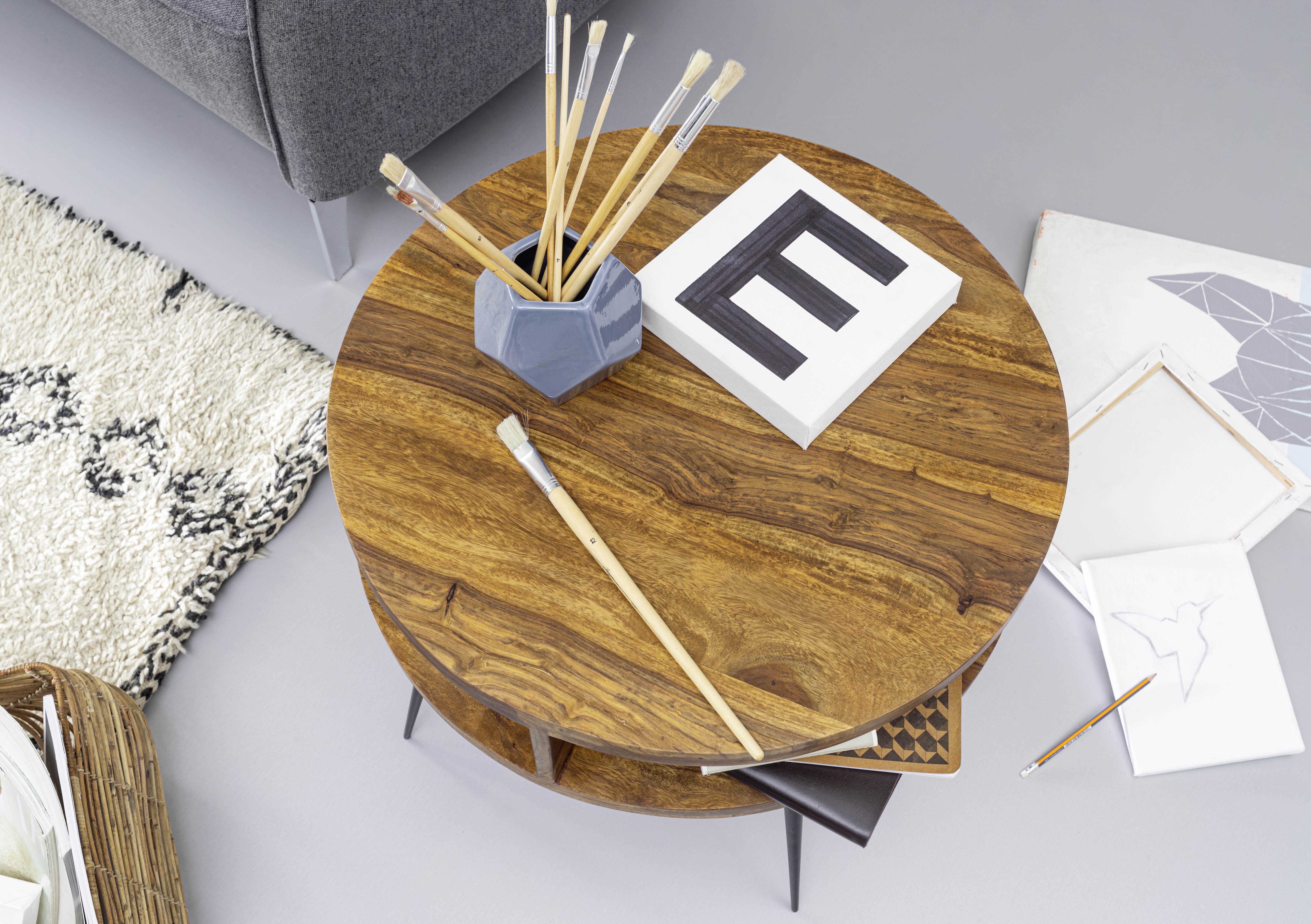 MID.YOU Couchtisch Holz Massiv ,sheesham