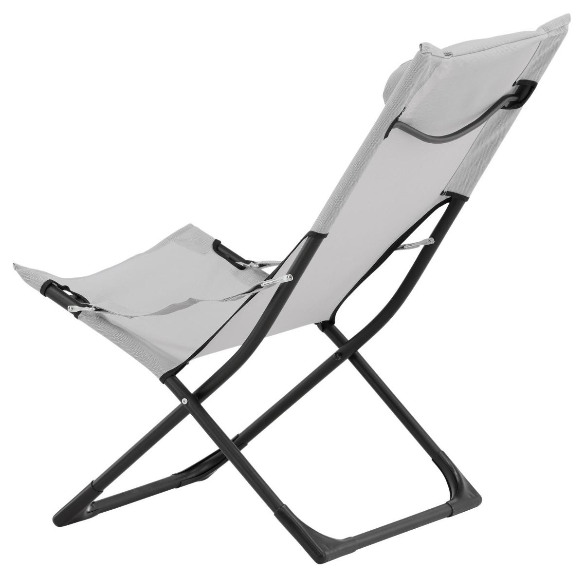 Strandsessel Seville Metall, Textil - Schwarz/Grau, KONVENTIONELL, Textil/Metall (63/89/84cm) - Gardenson