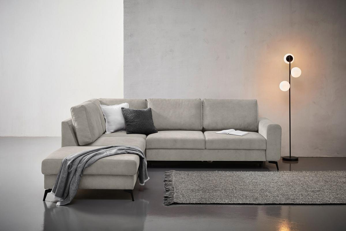 Sedací souprava ADESSO, levá, světle šedá barva - černá/světle šedá, Konvenční, kov/textil (257/275cm) - MID.YOU