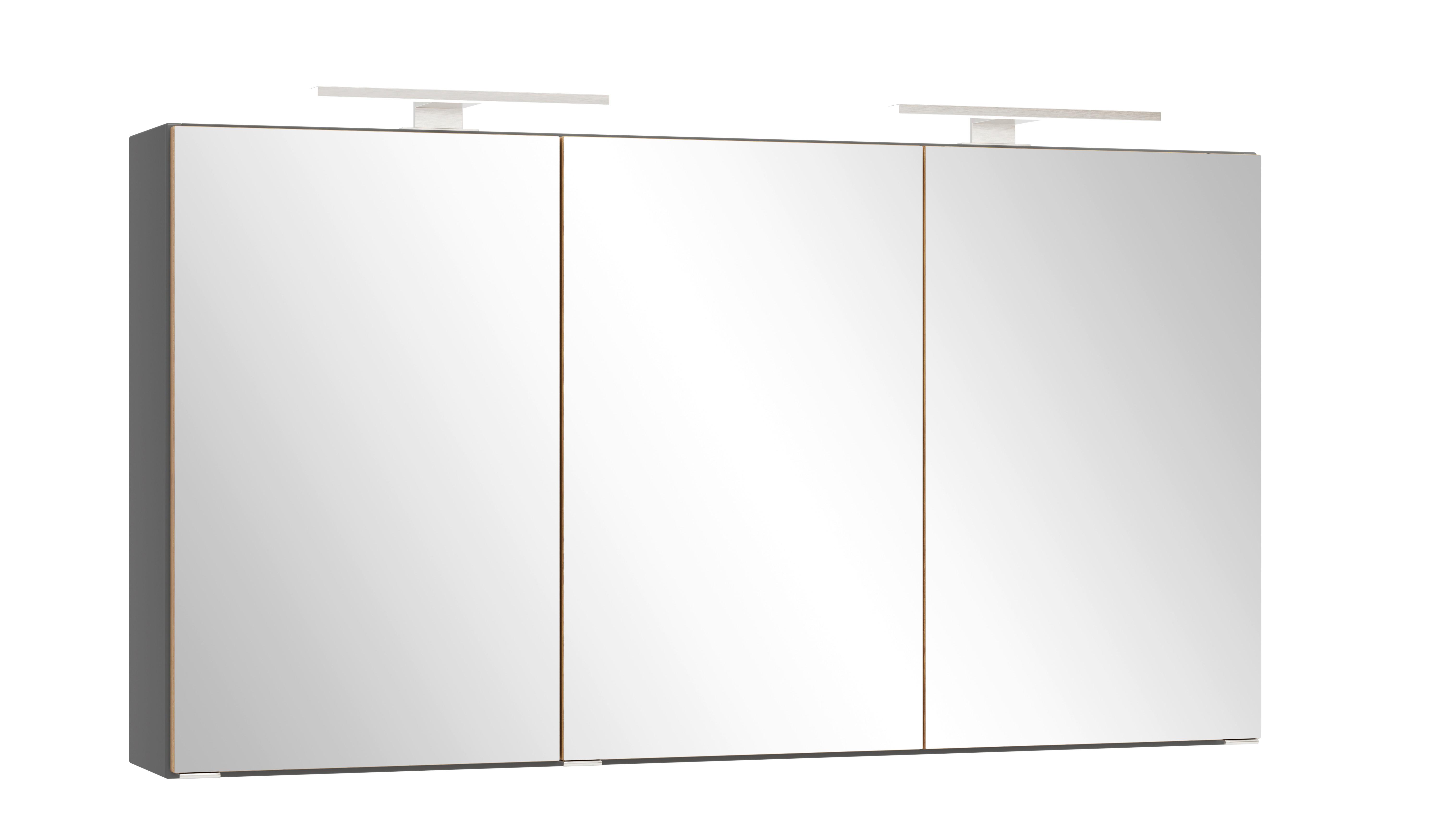 SPIEGELSCHRANK Verona Grau B: 120cm - Wildeiche/Weiß, Trend, Glas/Holzwerkstoff (120/64/20cm) - Held