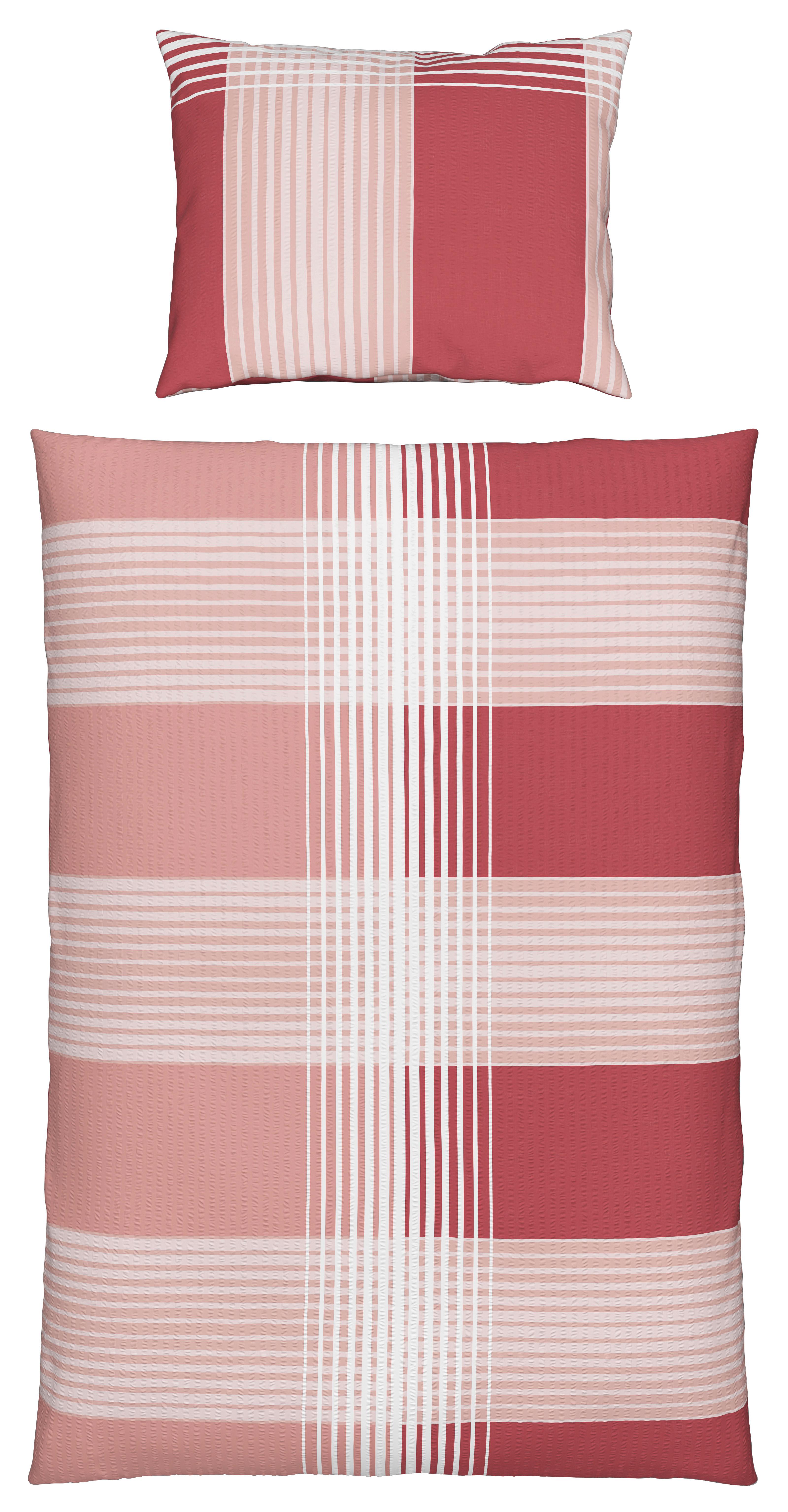 Bettwäsche 140x200 cm Enja Baumwolle Rot - Rot, MODERN, Textil (140/200cm) - Luca Bessoni