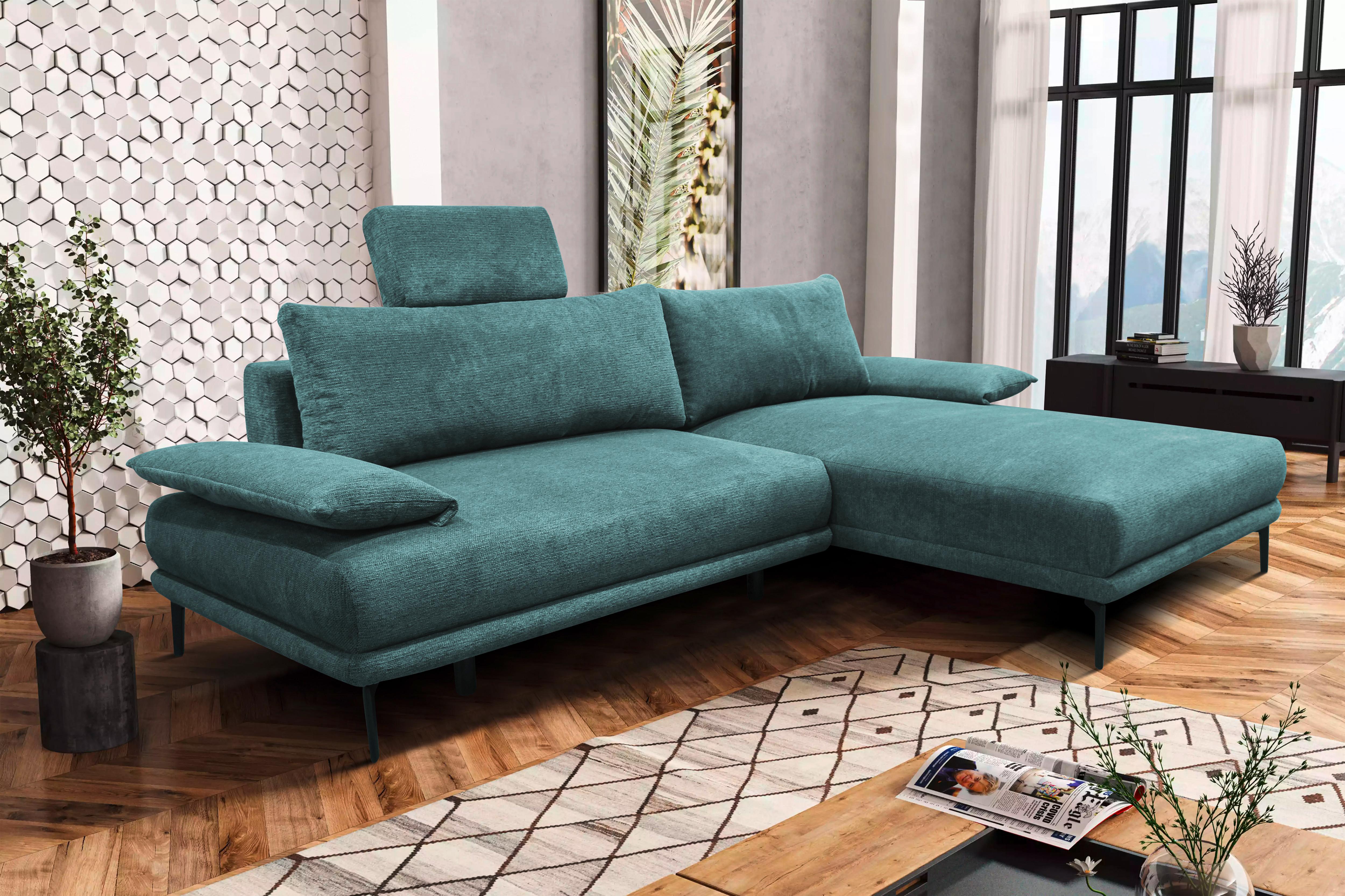 Ecksofa Mit Bettkasten Lagacy 260x192 Cm Webstoff Mintgrün - Schwarz/Mintgrün, Design, Textil (260/192cm) - MID.YOU