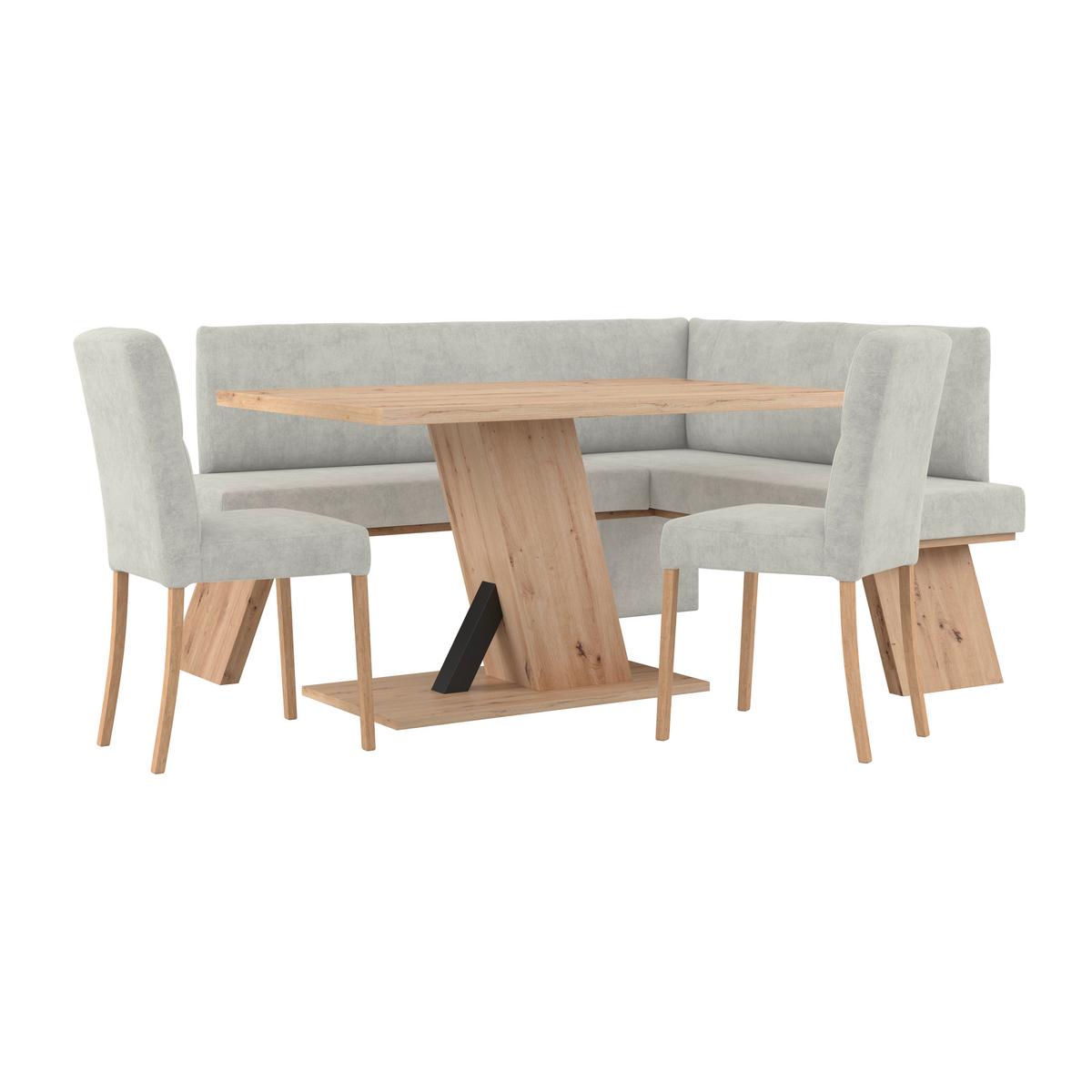 Eckbank Emma Ii Webstoff Hellgrau, B: 185 Cm - Eichefarben/Hellgrau, KONVENTIONELL, Holzwerkstoff/Textil (185/150cm)