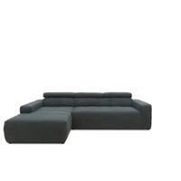 Ecksofa Mit Sitztiefen- Verstellung Brandon Dunkelgrau - Dunkelgrau/Schwarz, Design, Textil (175/285cm) - MID.YOU